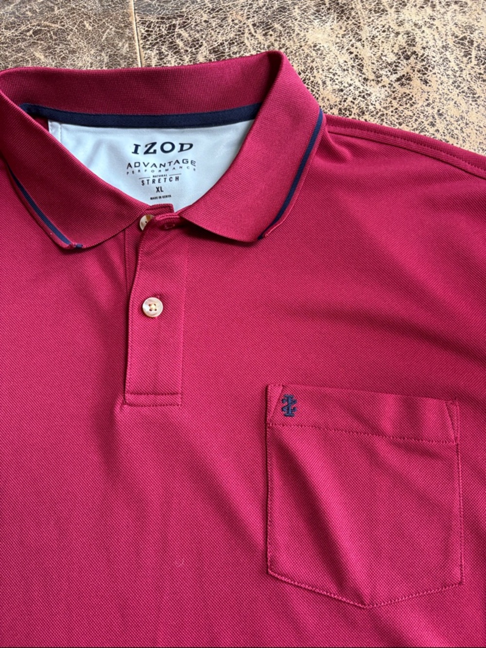 Izod Men's Polo Shirt in Burgundy with Navy Trim